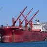 FILE PHOTO: The Magic Seas cargo ship docked at a port in Ampelakia, Salamis Island 