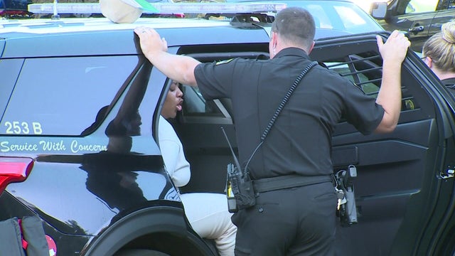 Police car with bright lights and siren 