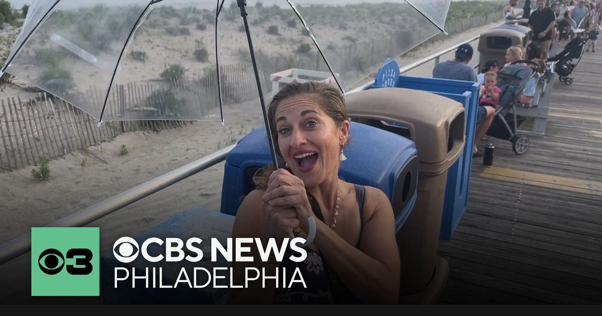 Families enjoy a day at the beach in Ocean City, New Jersey, despite storms