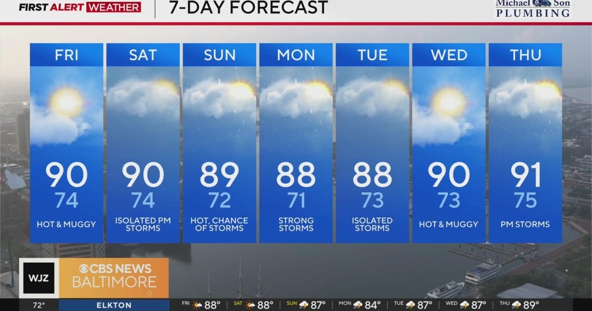 Maryland to see hot and muggy weather through next week - CBS Baltimore