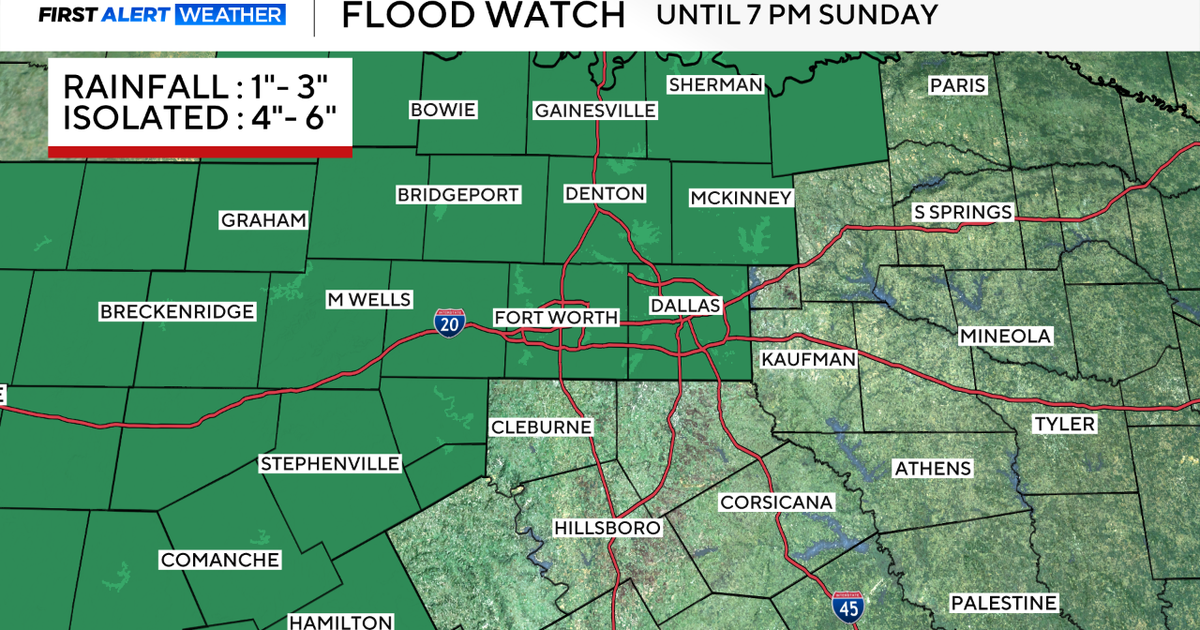 Scattered rain, storms prompt flood watch for North Texas this weekend - CBS Texas