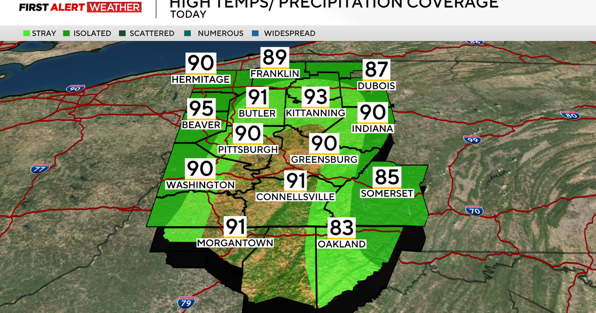 Isolated storms in the Pittsburgh area this afternoon ahead of a hot weekend 