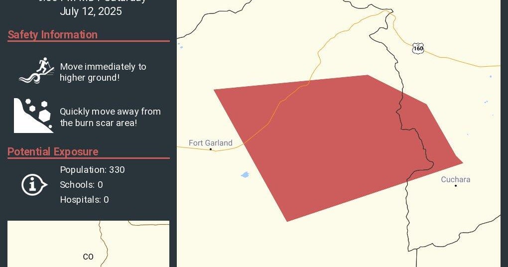 Flash flood warning issued for Costilla County 