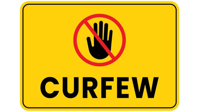 Curfew. Curfew Sign, Notice, Poster Banner Vector 