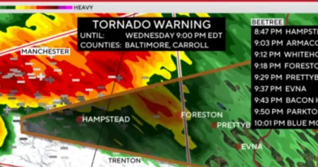 Severe weather expected to return to Maryland Wednesday 