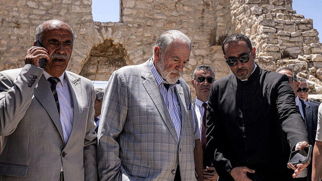                        Huckabee visits Christian church in West Bank that was target of arson attack                   