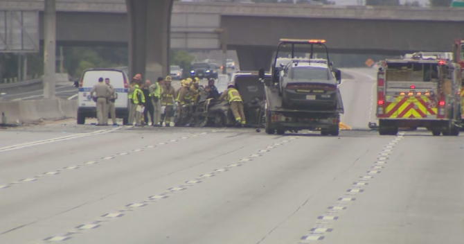 4 confirmed dead after fiery crash on 605 Freeway in Norwalk, forcing closures 