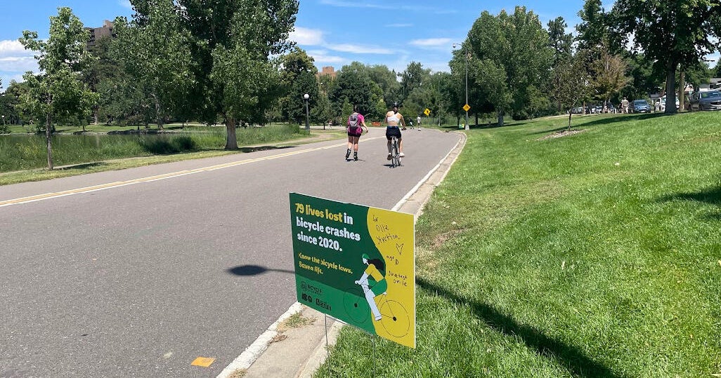 New bicycle safety signs around Denver's Wash Park aim to stop crashes 