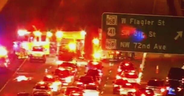 Crash shuts down all eastbound lanes of the Dolphin Expressway