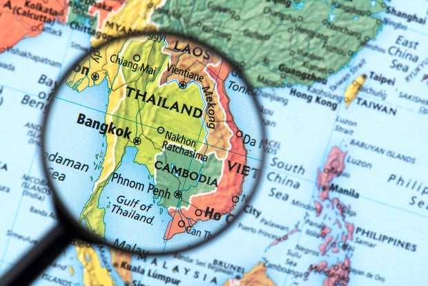 Map of Thailand with Cambodia 