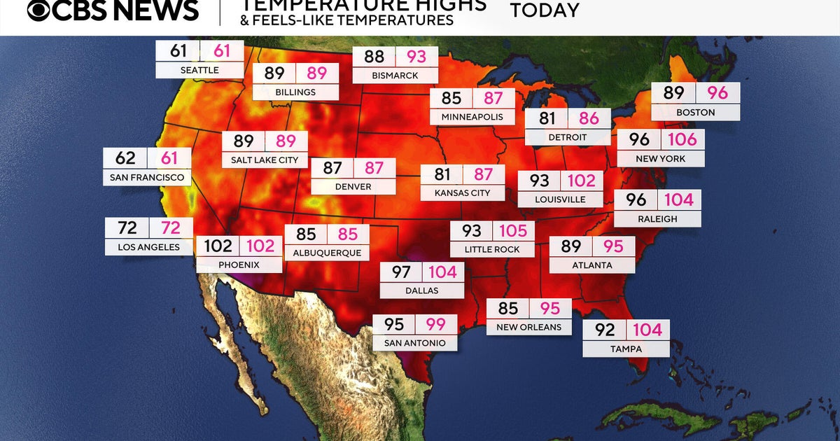 Map shows U.S. heat advisories as heat dome moves east 