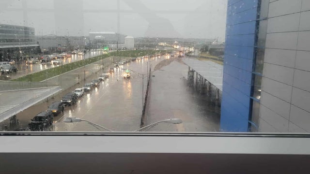 Heavy rain near Detroit Metro Airport