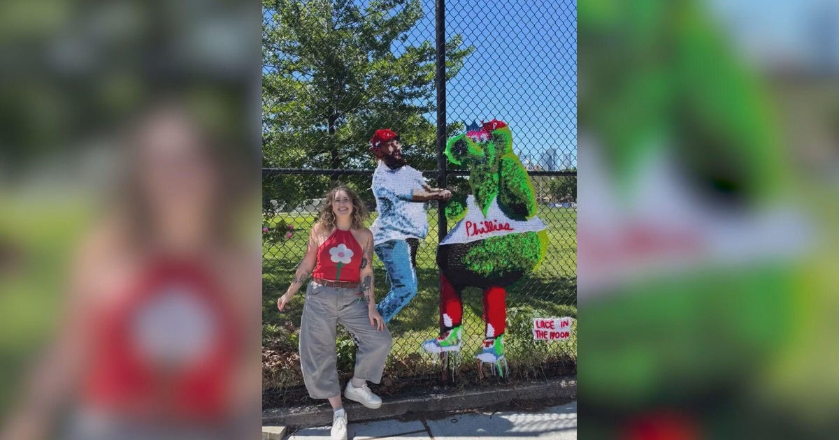 Philly crochet artist goes viral for yarn-bombing across the city 