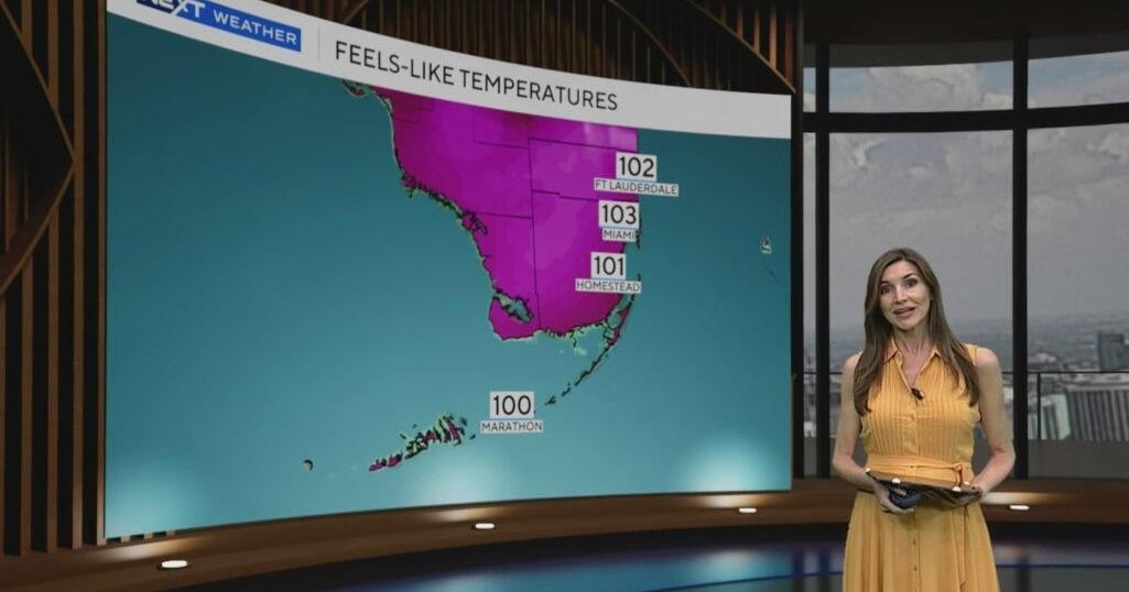 South Florida afternoon feels-like temps hit triple-digits – CBS News