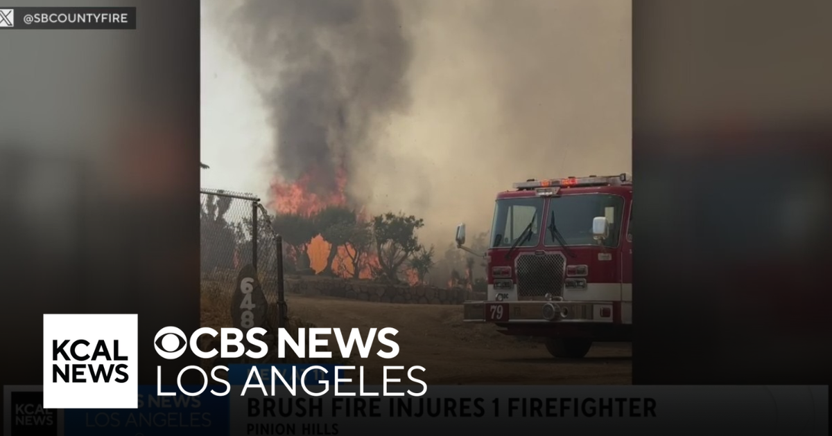 Firefighter injured battling brush fire in San Bernardino County - CBS ...