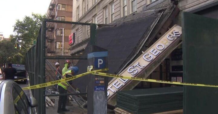 Video shows Hotel St. George awning collapse in Brooklyn Heights 