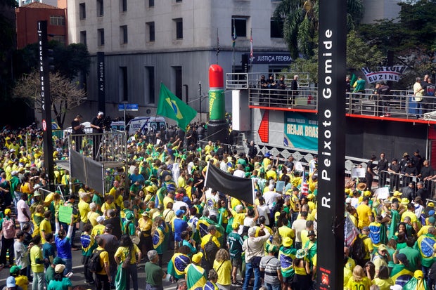 A demonstration to support former Brazilian President Polsonaro, in São Paulo 