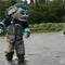 Bear charges Seattle Kraken mascot and player during promotional shoot