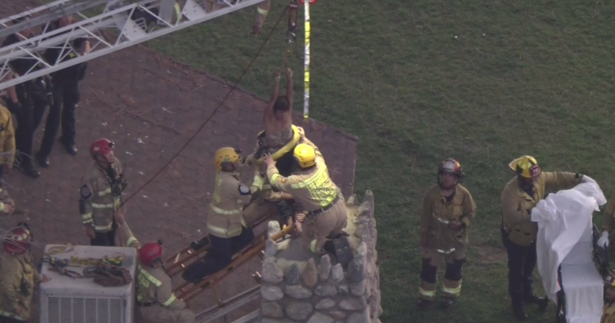Los Angeles firefighters free woman trapped inside chimney at San Fernando park 