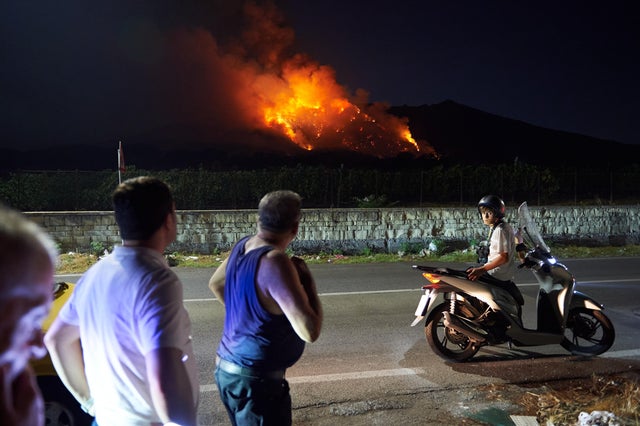 Fire at the Vesuvius National Park in Italy 