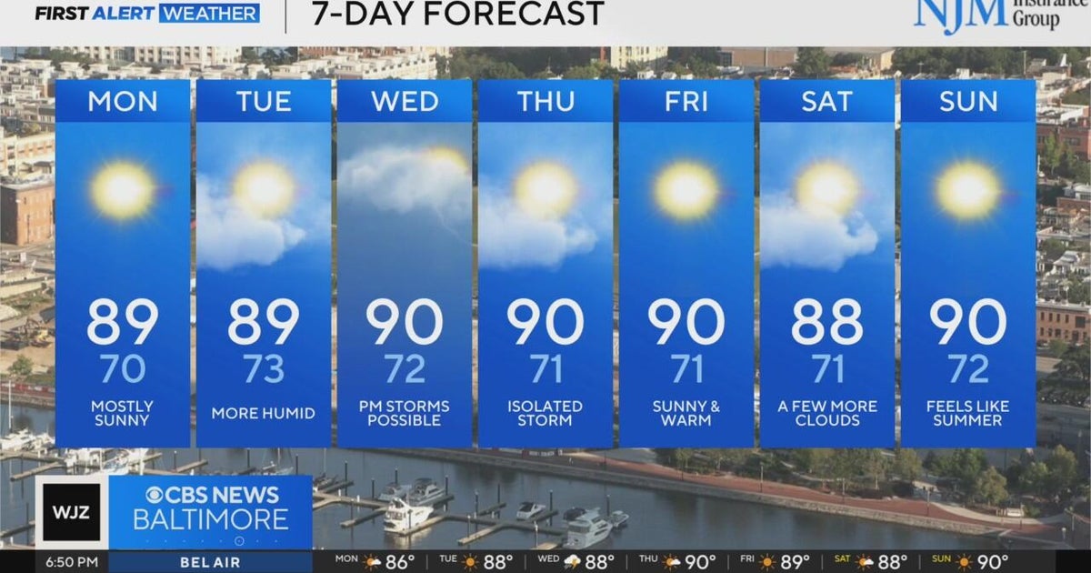 Sunny start to the workweek in Maryland - CBS Baltimore