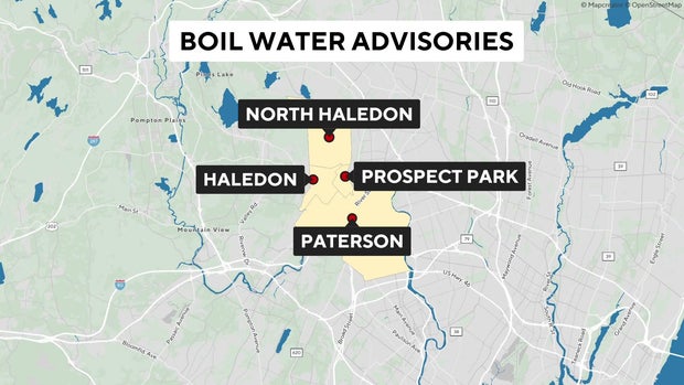 Boil water advisory map for Paterson, Prospect Park, Haledon and North Haledon 