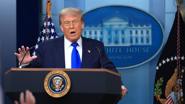 President Trump takes part in a press conference at the White House on June 27, 2025 in Washington, DC. 