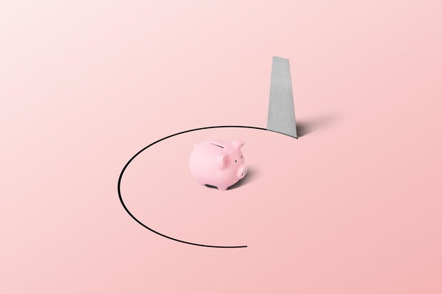 Piggy bank in a volatile position 