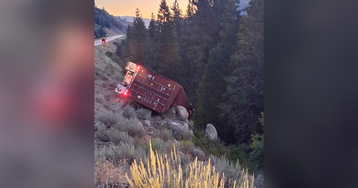 Semi nearly crashes off I-80 cliff near California-Nevada state line