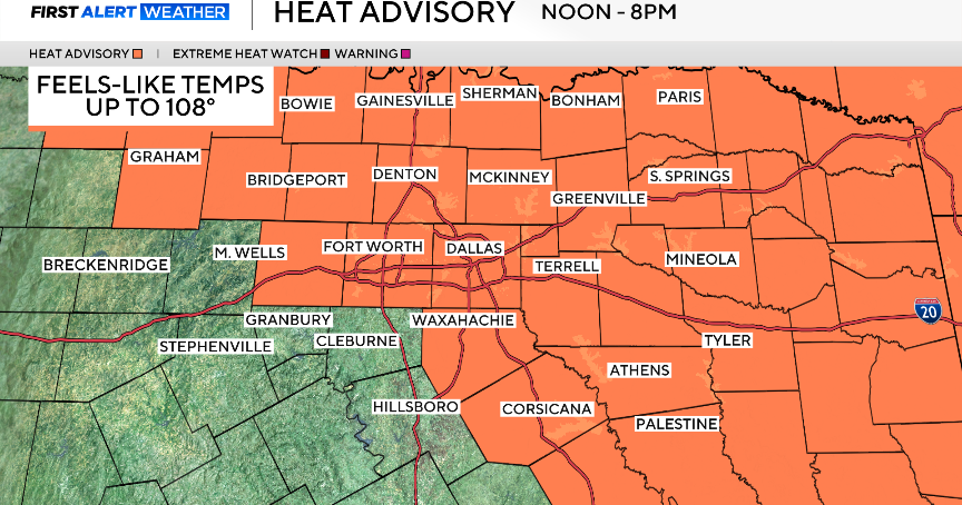 Heat index cranks up "feels-like" temperatures across North Texas 