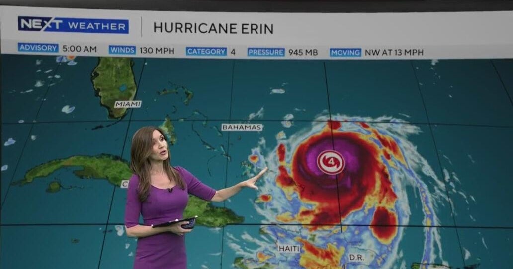 Hurricane Erin spinning east of southeast Bahamas