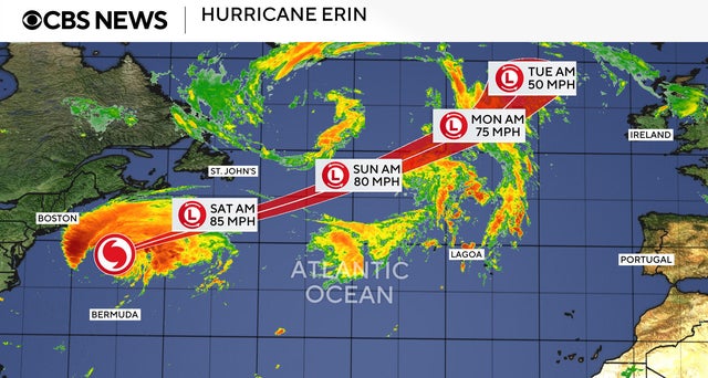 path of Hurricane Erin