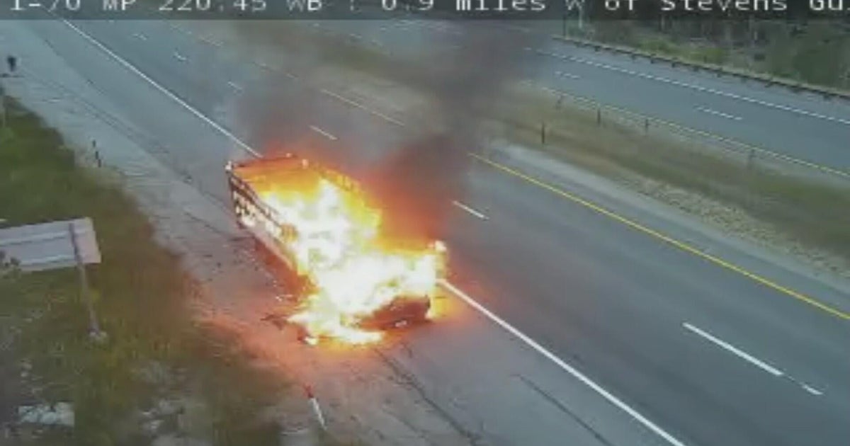 Westbound lanes of I-70 closed near Georgetown for truck fire - CBS ...