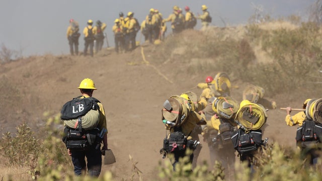 Cal Fire crew members seen near the Pickett Fire 