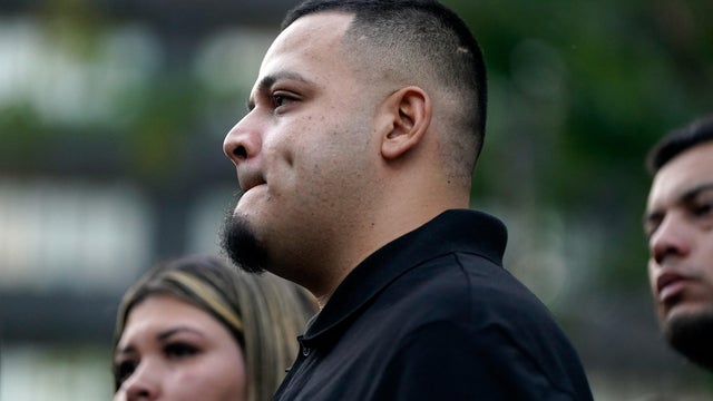 Wrongly deported migrant Abrego appears for a check in at the ICE Baltimore field office 