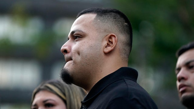 Wrongly deported migrant Abrego appears for a check in at the ICE Baltimore field office 