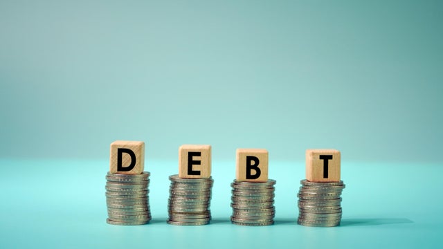 DEBT concept photo with space 