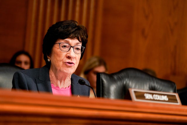 Sen. Susan Collins, a Republican from Maine, during a Senate Health, Education, Labor, and Pensions Committee hearing in Washington, DC, on Tuesday, Sept. 24, 2024. 