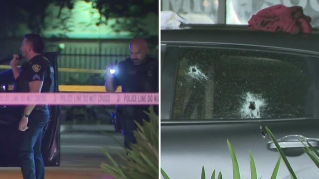 Flashing lights on top of police patrol car 