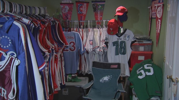 One of Neil Beck's rooms fill of jerseys and other sports memorabilia