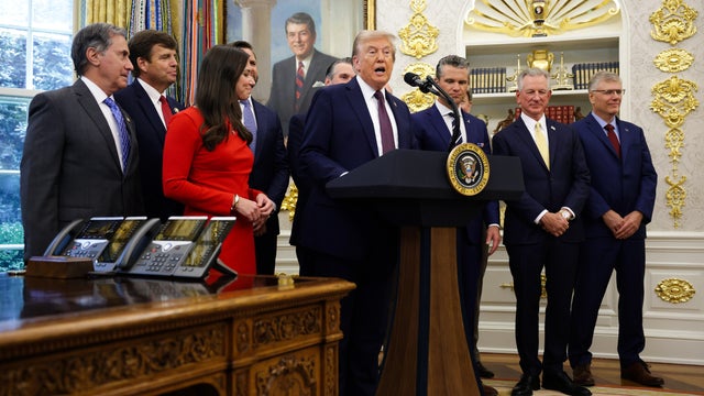 President Trump Makes Announcement In The Oval Office Of The White House 