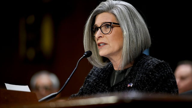 Sen. Joni Ernst, a Republican from Iowa, speaks during a Senate Intelligence Committee confirmation hearing in Washington, DC, US, on Thursday, Jan. 30, 2025. 