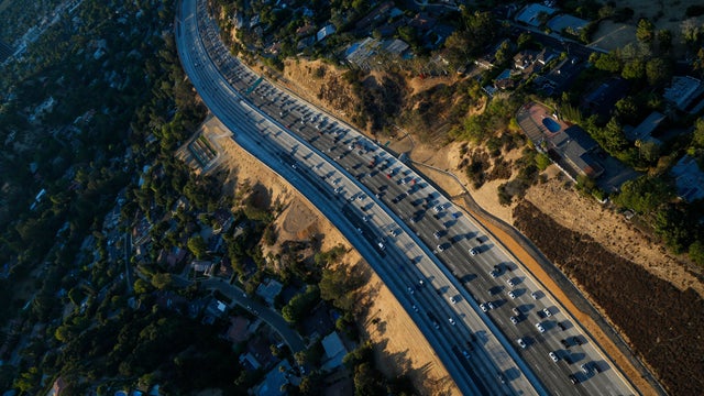Aerial Views Of Rush Hour Traffic 