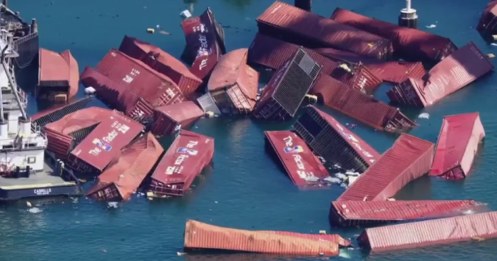 Cargo container incident at Port of Long Beach leaves dozens of shipping containers in ocean