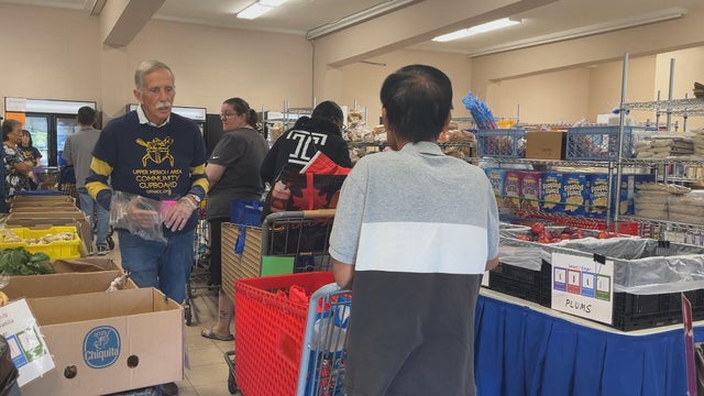Customers and volunteers at the Upper Merion food pantry 