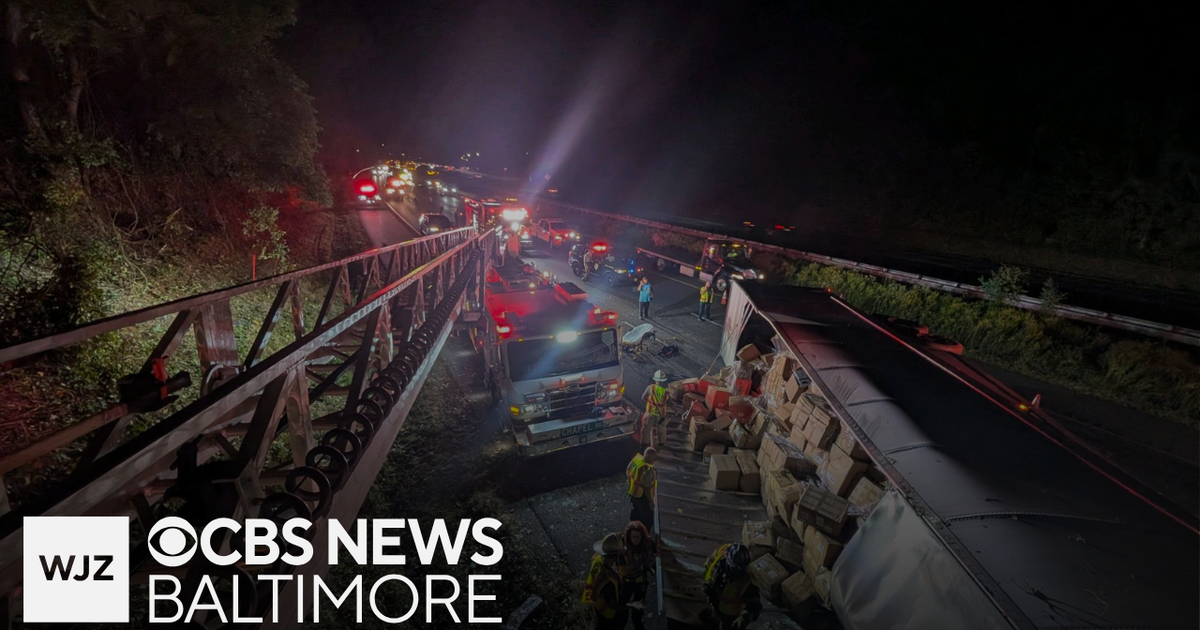 I-95 south shut down in Harford County after tractor-trailer overturns ...