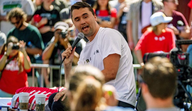 Charlie Kirk appears at a Utah Valley University event 