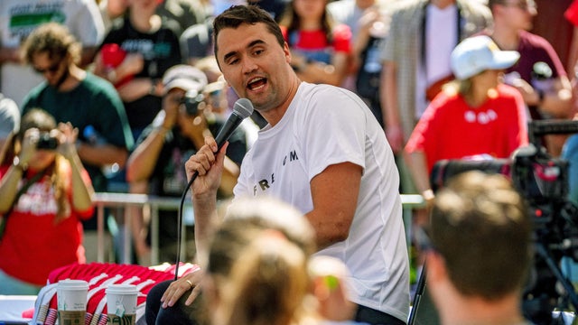 Charlie Kirk appears at a Utah Valley University event 