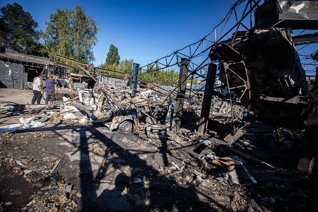 Russian Drone Strike Destroys Car Workshop In Sumy 