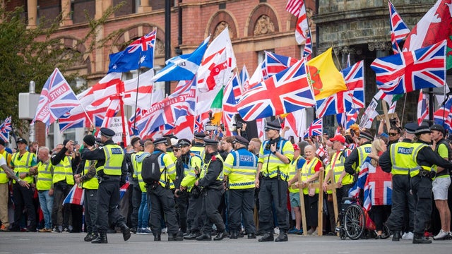 "Unite The Kingdom" Rally And Counter Rally By Stand Up To Racism Takes Place In Central London 